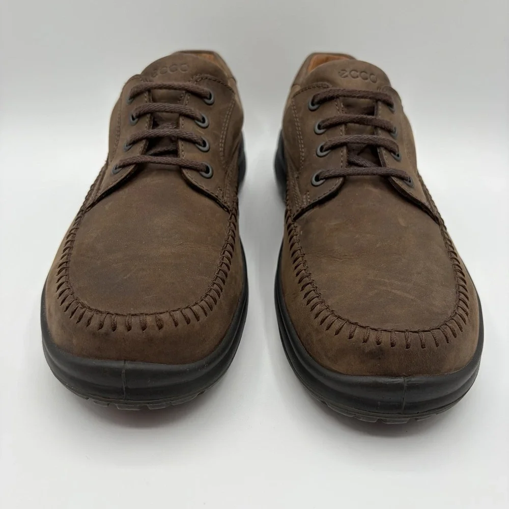 Ecco Seawalker Leather Shoes Mens 44 Brown 10 - 10.5 Comfort Oxfords Lace Up EUC